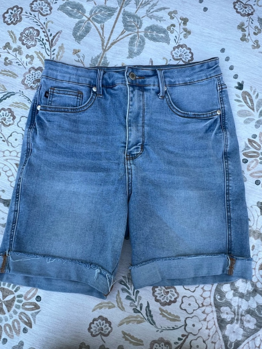 Judy Blue light blue denim shorts with rolled hem